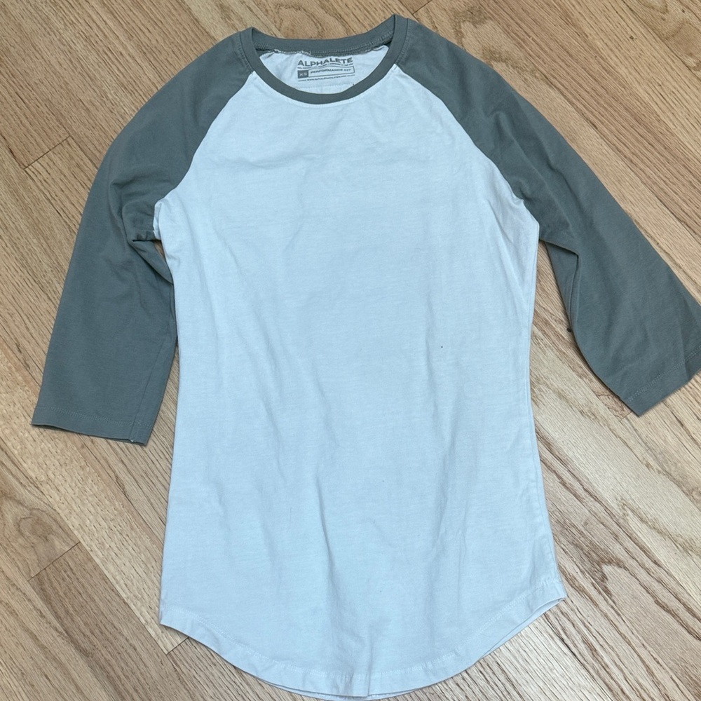 Alphalete Womens Baseball Tee White and Gray